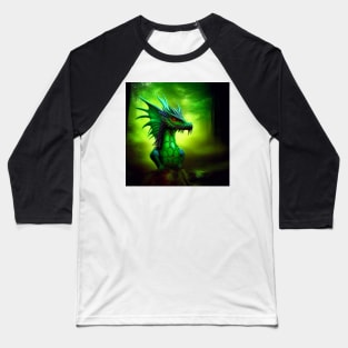 Spiny Green Baby Dragon Baseball T-Shirt